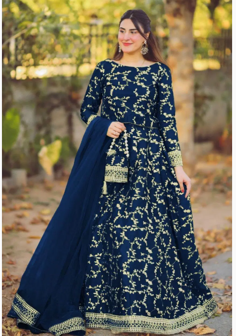 3 Pcs Women's Stitched Katan Silk Embroidered Lehenga Choli