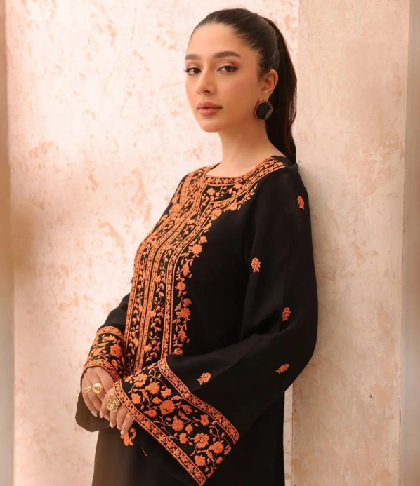 2 Pcs Women's Stitched Embroidered Shirt And Trouser